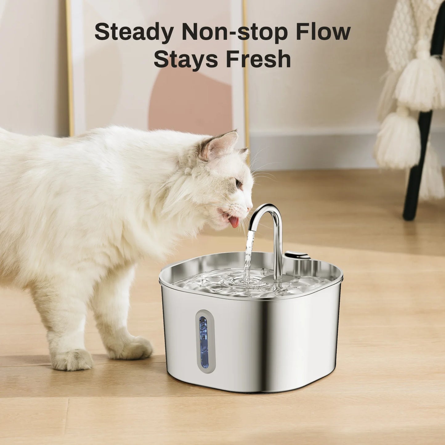Stainless Steel Smart Pet Water Fountain — 2.2L Ultra-Quiet Filtered Drinking Dispenser for Cats & Dogs