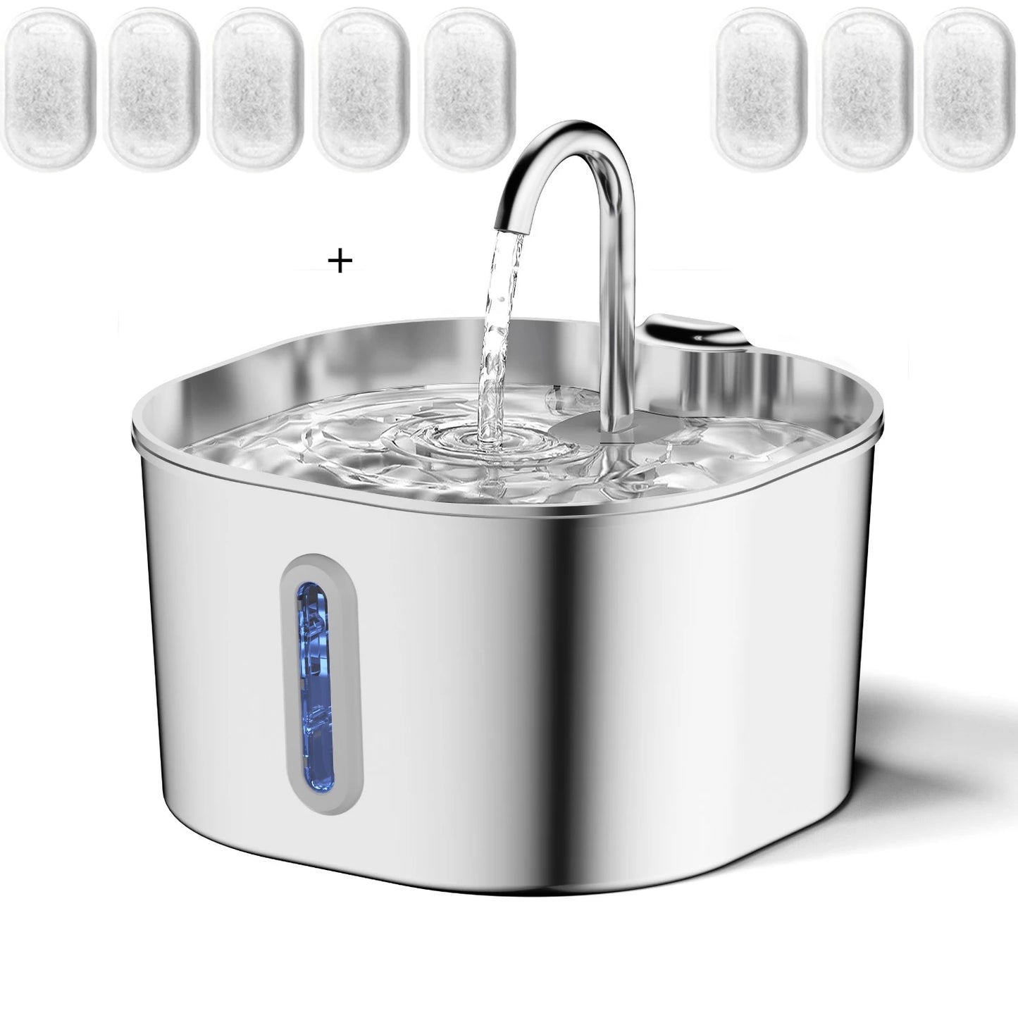 Stainless Steel Smart Pet Water Fountain — 2.2L Ultra-Quiet Filtered Drinking Dispenser for Cats & Dogs
