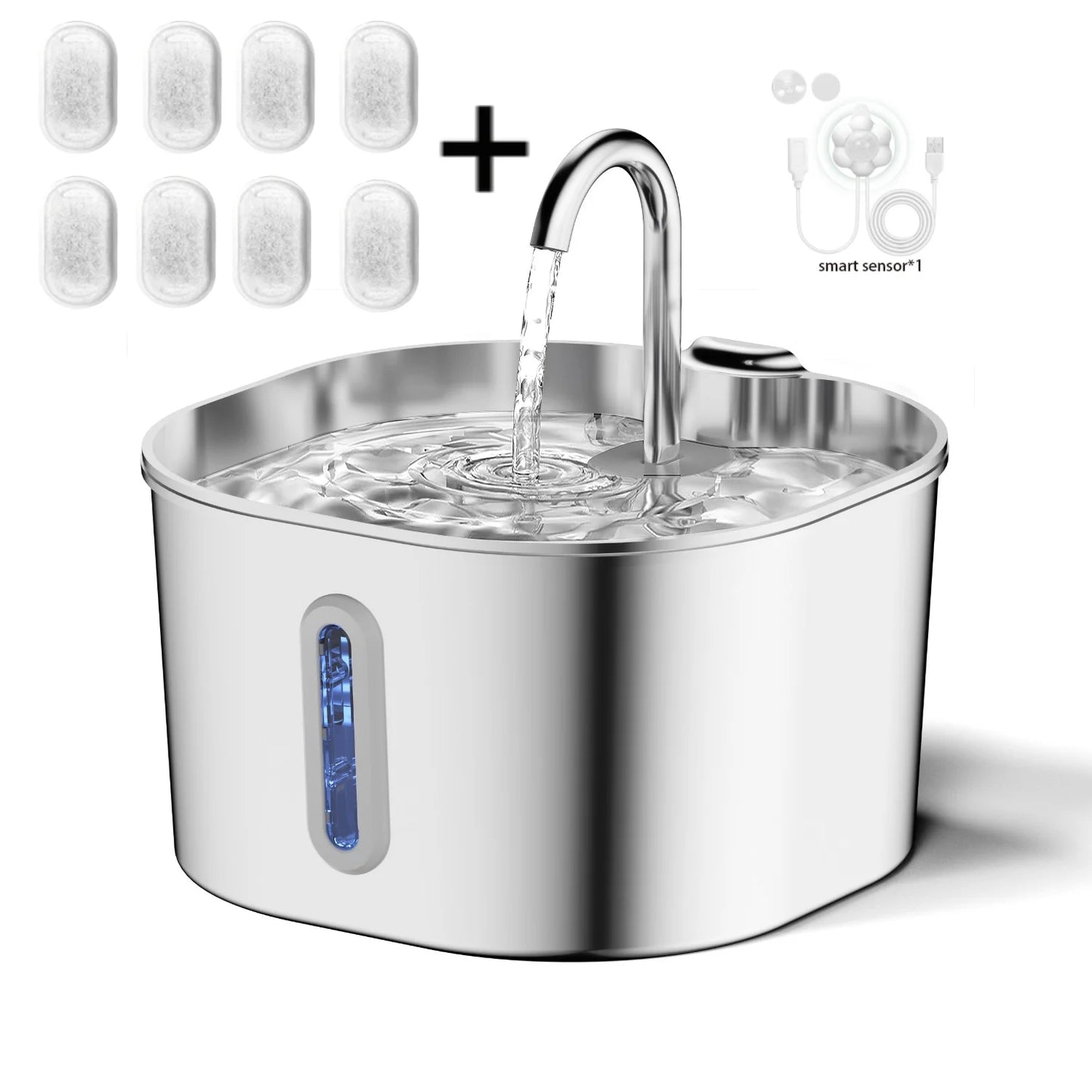Stainless Steel Smart Pet Water Fountain — 2.2L Ultra-Quiet Filtered Drinking Dispenser for Cats & Dogs